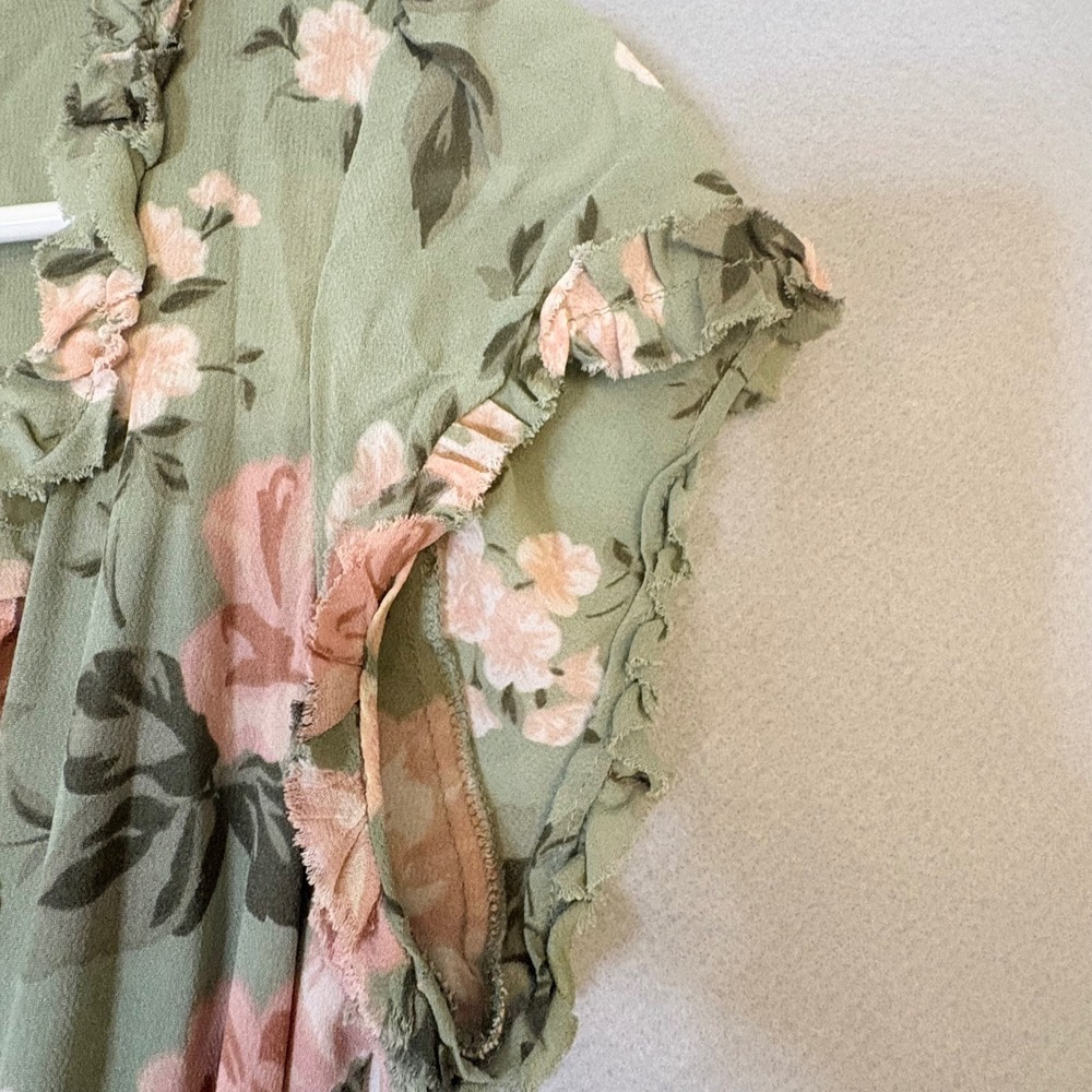 Reformation Gwenyth Midi Wrap Dress Athena Romantic Floral Print Green Pink Med - Picture 10 of 14